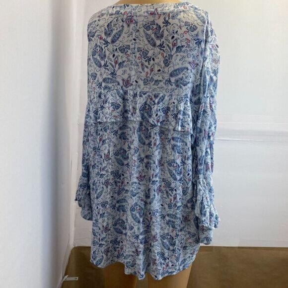 Lauren Conrad Womens Floral Button Up Ruffle  Blouse Top Size XL Multicolor Used - Picture 12 of 15